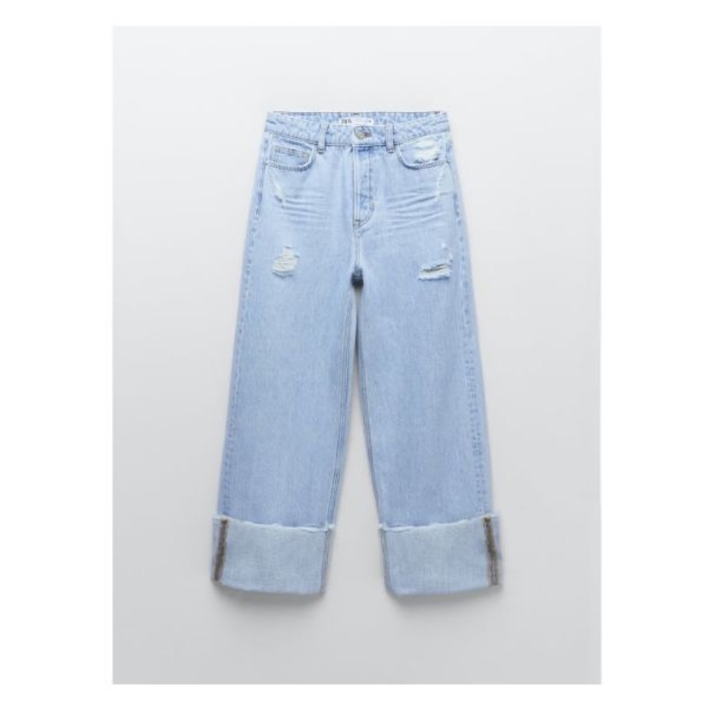 Zara wide leg cuff hem jeans